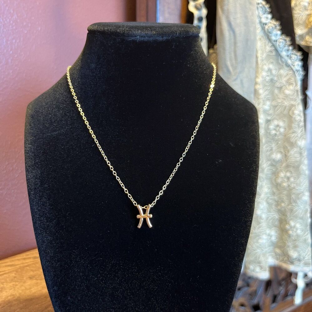 Pisces Gold Plated Necklace 16 in Whimsygoth Practical Magic Eccentric Zodiac